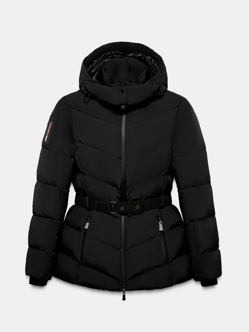 Zara Quilted Anorak Puffer Ski Jacket black size S water resistant 8073/022